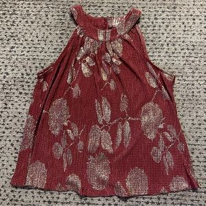 Anthropologie halter neck gold swingy tank